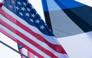 American flag beside Estonian flag